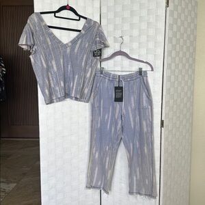 SET NWT Chaser S V front/back top W/ crop drawstring pocket joggers see descript